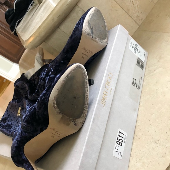 Jimmy Choo Toni Over-The-Knee Stretch-Velvet Boots - Picture 6 of 8